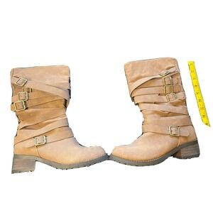 Shoe Dazzle Flat Boot Hanah Womens Size 7 Brown‎